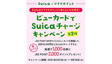 マイナポイントはsuicaで ビューカードチャージで抽選で2000ポイント当たる Bcn R