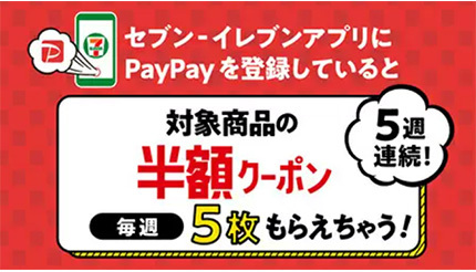 PayPayとセブンアプリの連携は本日までに、半額クーポンをゲットする条件