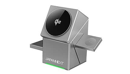 置くだけで3台同時充電！Qi2対応「3-in-1チャージャー」がJAPANNEXT