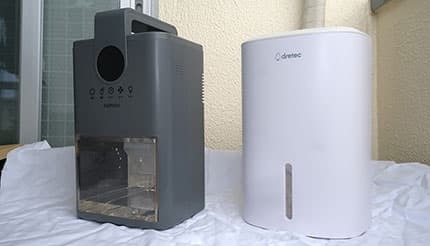 外出・就寝中にONにする“だけ”──下駄箱にも入るコンパクト除湿機の