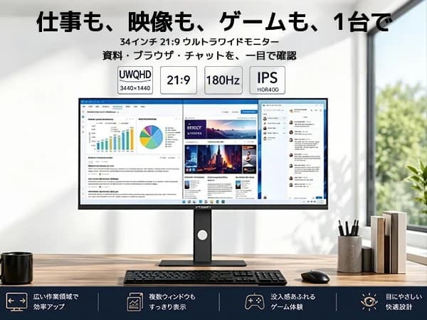 限定クーポン適用で3万7980円、INNOCNが34インチウルトラワイド