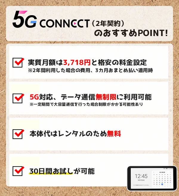5G CONNECT(2年契約)のおすすめポイントの画像